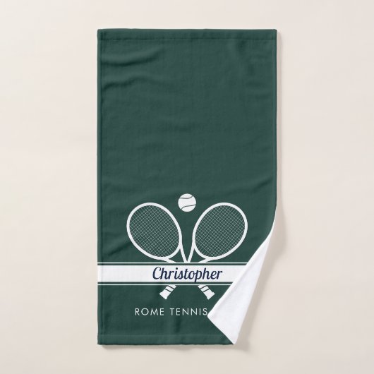 Personalisiert Tennis Club Name Dunkelgrün Handtuch (Handtuch)