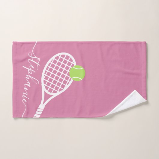 Personalisiert Tennis Elegante Rosa Skriptname Handtuch (Handtuch)