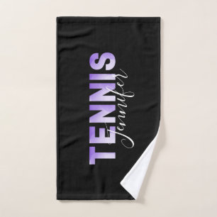 Personalisiert Tennis Girls Name Lila Ombre Trendy Handtuch