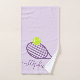 Personalisiert Tennis Girls Skriptname Lila Handtuch