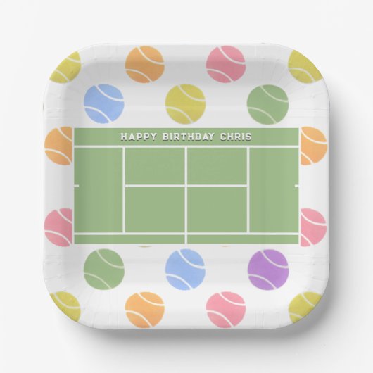 Personalisiert Tennis Party Geburtstag Pappteller (Vorderseite)