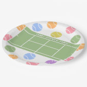 Personalisiert Tennis Party Geburtstag Pappteller (Schrägansicht)