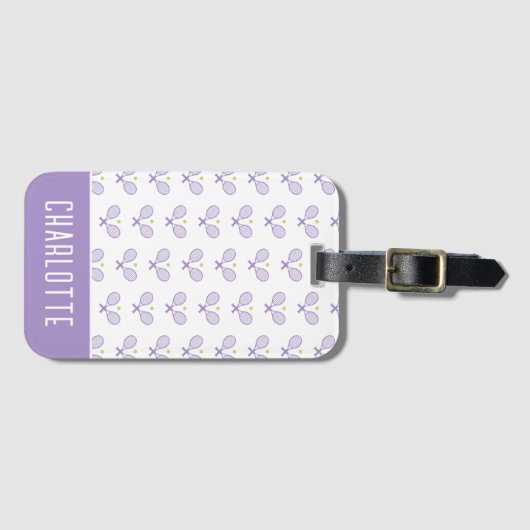 Personalisiert Tennis Pattern Individuelle Name Te Gepäckanhänger (Vorderseite (Horizontal))