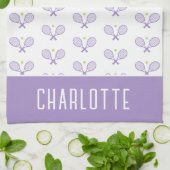 Personalisiert Tennis Pattern Individuelle Name Te Geschirrtuch (Gefaltet)