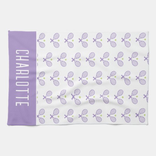 Personalisiert Tennis Pattern Individuelle Name Te Geschirrtuch (Horizontal)