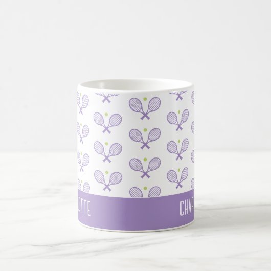 Personalisiert Tennis Pattern Individuelle Name Te Kaffeetasse (Mittel)