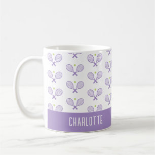 Personalisiert Tennis Pattern Individuelle Name Te Kaffeetasse