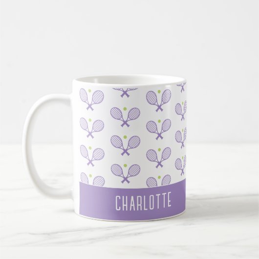 Personalisiert Tennis Pattern Individuelle Name Te Kaffeetasse (Links)