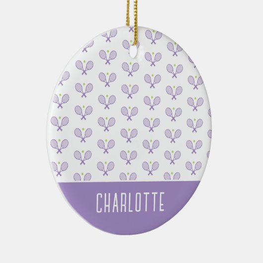 Personalisiert Tennis Pattern Individuelle Name Te Keramik Ornament (Rechts)