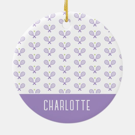 Personalisiert Tennis Pattern Individuelle Name Te Keramik Ornament (Hinten)