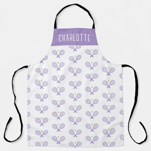 Personalisiert Tennis Pattern Individuelle Name Te Schürze (Vorderseite)