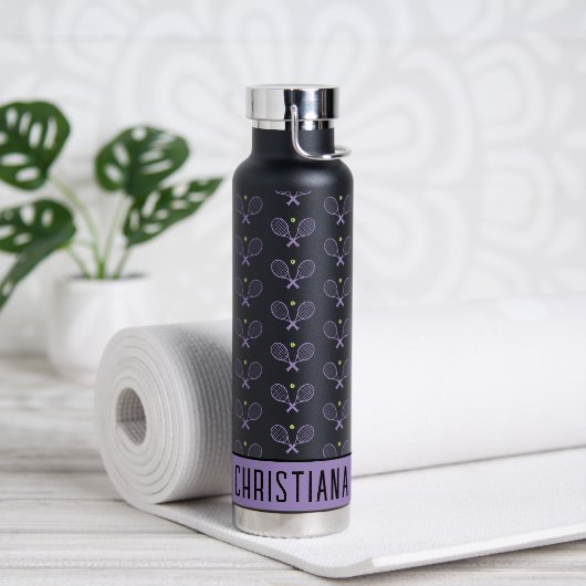 Personalisiert Tennis Pattern Individuelle Name Te Trinkflasche (Yoga)
