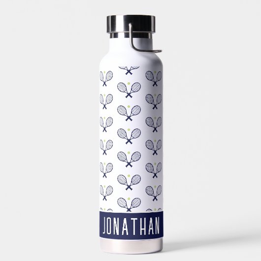 Personalisiert Tennis Pattern Individuelle Name Te Trinkflasche (Links)