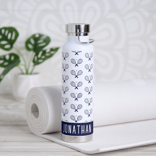 Personalisiert Tennis Pattern Individuelle Name Te Trinkflasche (Yoga)