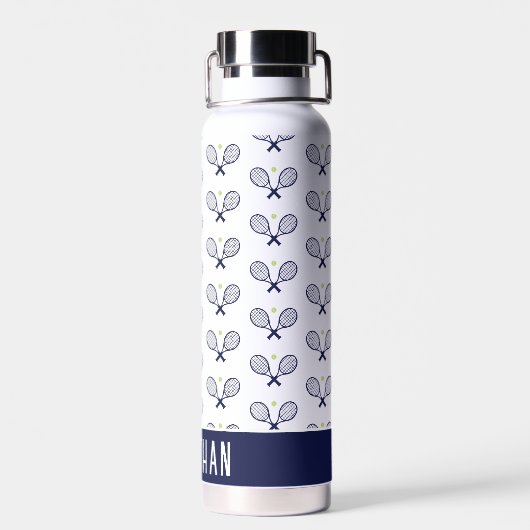 Personalisiert Tennis Pattern Individuelle Name Te Trinkflasche (Rückseite)