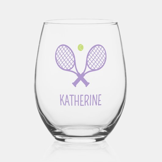 Personalisiert Tennis Player Individuelle Name Ten Weinglas Ohne Stiel (Vorderseite)
