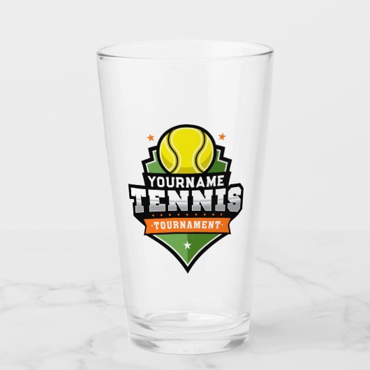 Personalisiert Tennis Player NAME Varsity Turnier Glas (Vorderseite)