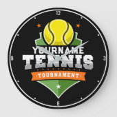 Personalisiert Tennis Player NAME Varsity Turnier Große Wanduhr (Vorderseite)