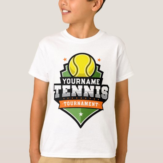 Personalisiert Tennis Player NAME Varsity Turnier T-Shirt (Vorderseite)