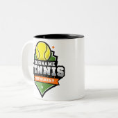 Personalisiert Tennis Player NAME Varsity Turnier Zweifarbige Tasse (Vorderseite Links)