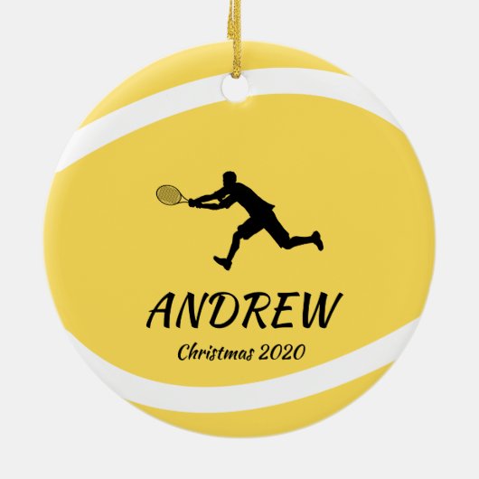 Personalisiert Tennis Player Sportfan Athlete Xmas Keramik Ornament (Hinten)