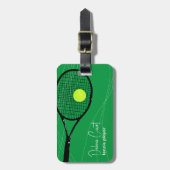 Personalisiert Tennis Racquet Green Gepäckanhänger (Vorderseite vertikal)