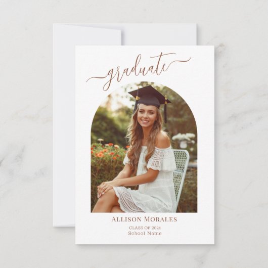 Personalisiert Terracotta Foto Boho Abschluss Einladung (Rückseite)