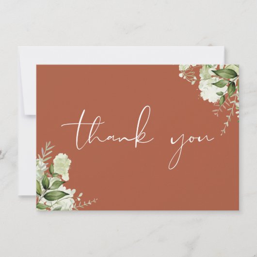 Personalisiert Terracotta Grüne Gärten Elegantes S Dankeskarte (Vorderseite)