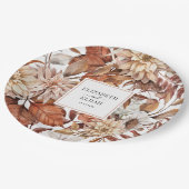 Personalisiert Terracotta Herbstliche Hochzeit im  Pappteller (Schrägansicht)