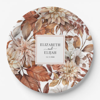 Personalisiert Terracotta Herbstliche Hochzeit im Pappteller
