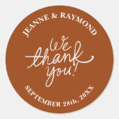 Personalisiert Terracotta Wir danken Ihnen Gastges Runder Aufkleber (Vorderseite)