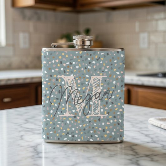 Personalisiert Terrazzo Monogram Flachmann