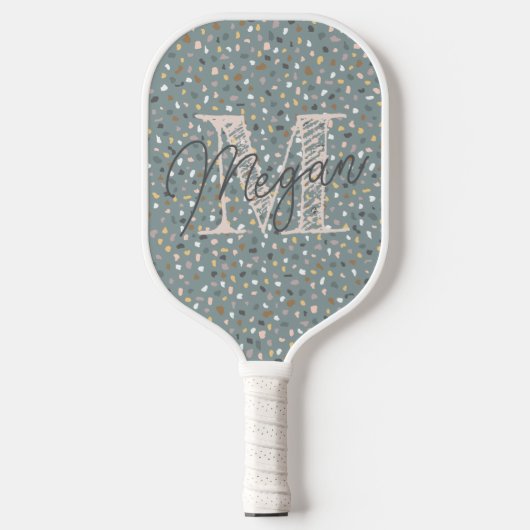 Personalisiert Terrazzo Monogram Pickleball Schläger (Vorderseite)