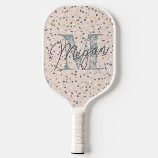 Personalisiert Terrazzo Monogram Pickleball Schläger (Rückseite)