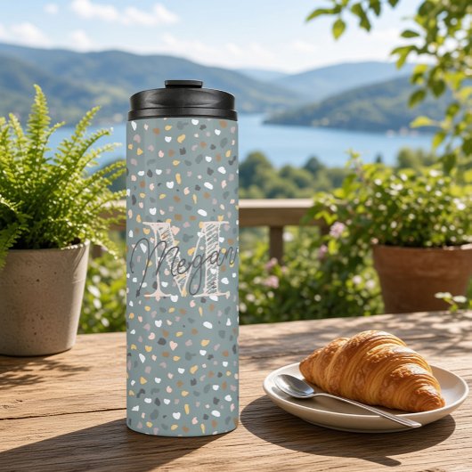 Personalisiert Terrazzo Monogram Thermosbecher