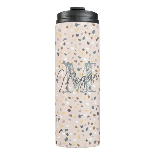 Personalisiert Terrazzo Monogram Thermosbecher (Vorderseite)