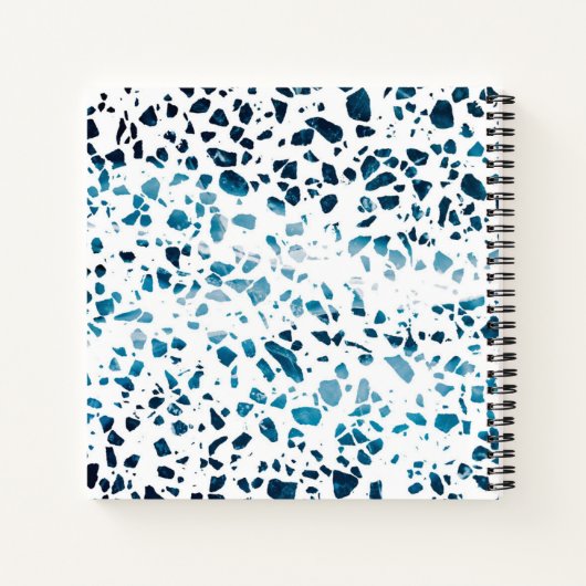 Personalisiert Terrazzo Mosaic Navy Blue Sketchboo Notizblock (Rückseite)