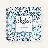 Personalisiert Terrazzo Mosaic Navy Blue Sketchboo Notizblock (Vorderseite)