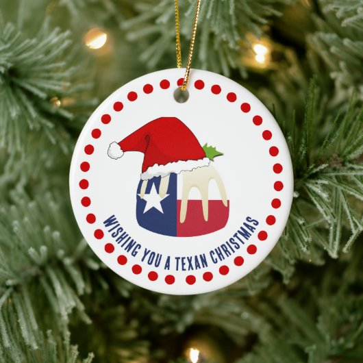 Personalisiert TEXAN CHRISTMAS Pudding Keramik Ornament (Baum)
