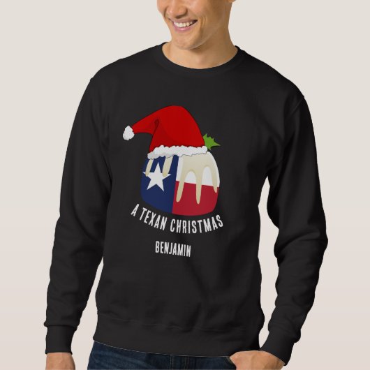 Personalisiert TEXAN CHRISTMAS Pudding Sweatshirt (Vorderseite)