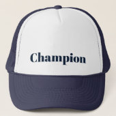 Personalisiert Text Champion Navy Trucker Hat Truckerkappe (Vorderseite)