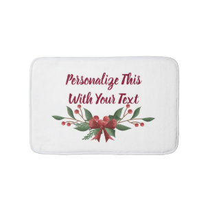 Personalisiert Text Holly und Berry Christmas Badematte