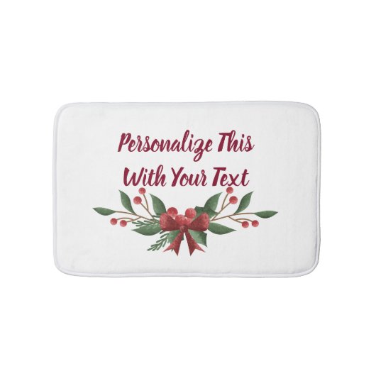 Personalisiert Text Holly und Berry Christmas Badematte (Vorderseite)