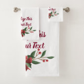 Personalisiert Text Holly und Berry Christmas Badhandtuch Set (Insitu)