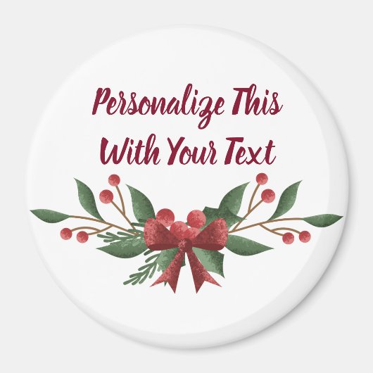 Personalisiert Text Holly und Berry Christmas Magnet (Vorne)