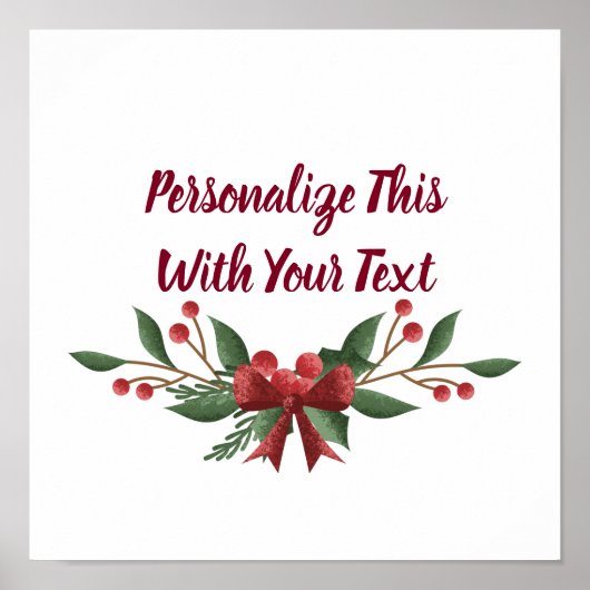 Personalisiert Text Holly und Berry Christmas Poster (Vorne)