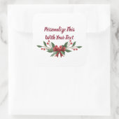 Personalisiert Text Holly und Berry Christmas Quadratischer Aufkleber (Tasche)