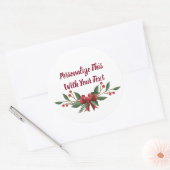 Personalisiert Text Holly und Berry Christmas Runder Aufkleber (Umschlag)