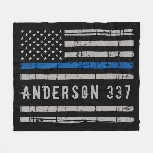 Personalisiert Thin Blue Line Police Fleece Blanke (Vorderseite (Horizontal))