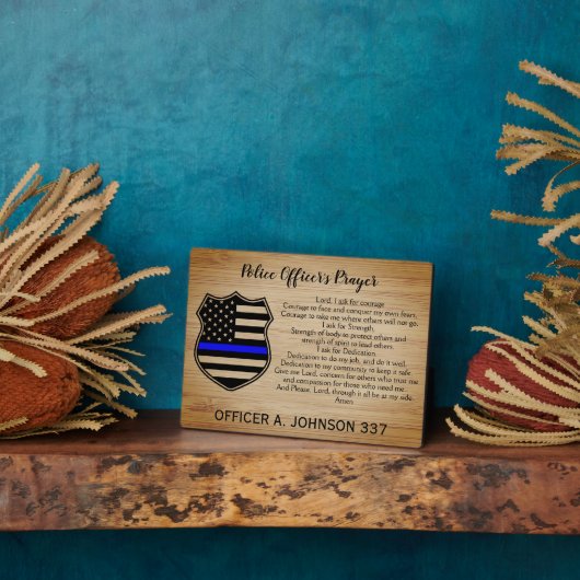 Personalisiert Thin Blue Line Police Praque Fotoplatte (Seite)